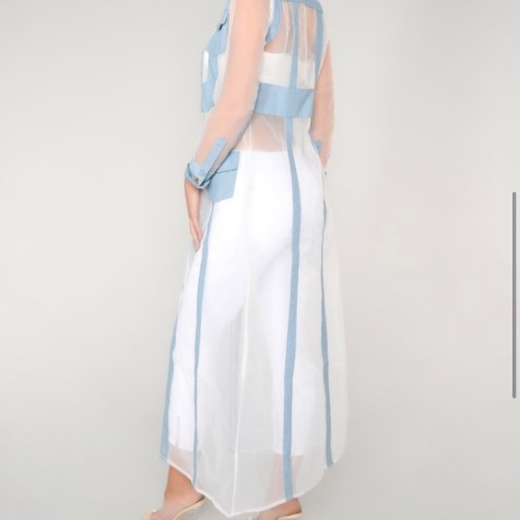 COPY - Mesh and Denim Trench Coat - Picture 3 of 4